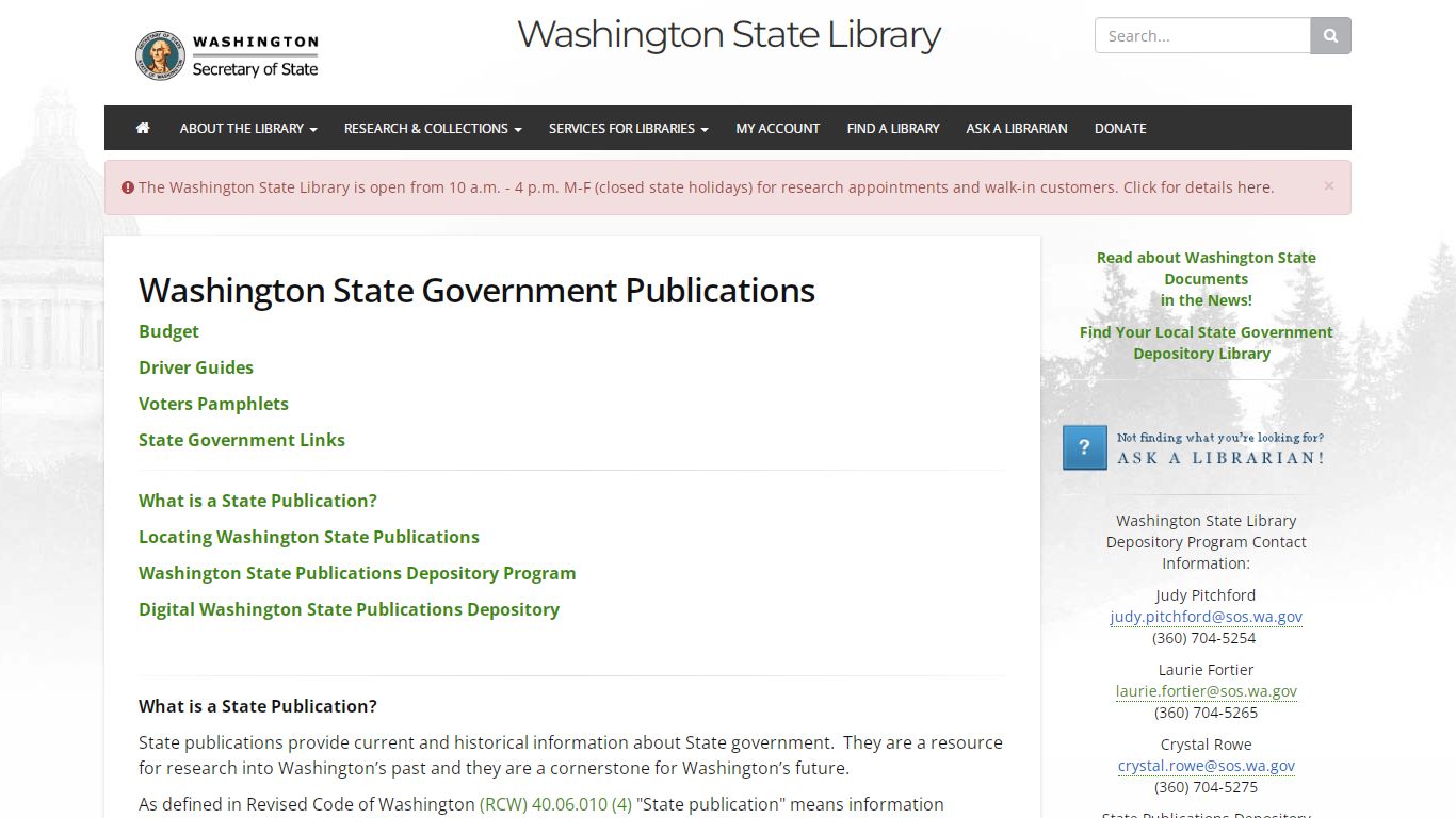 Washington State Government Publications