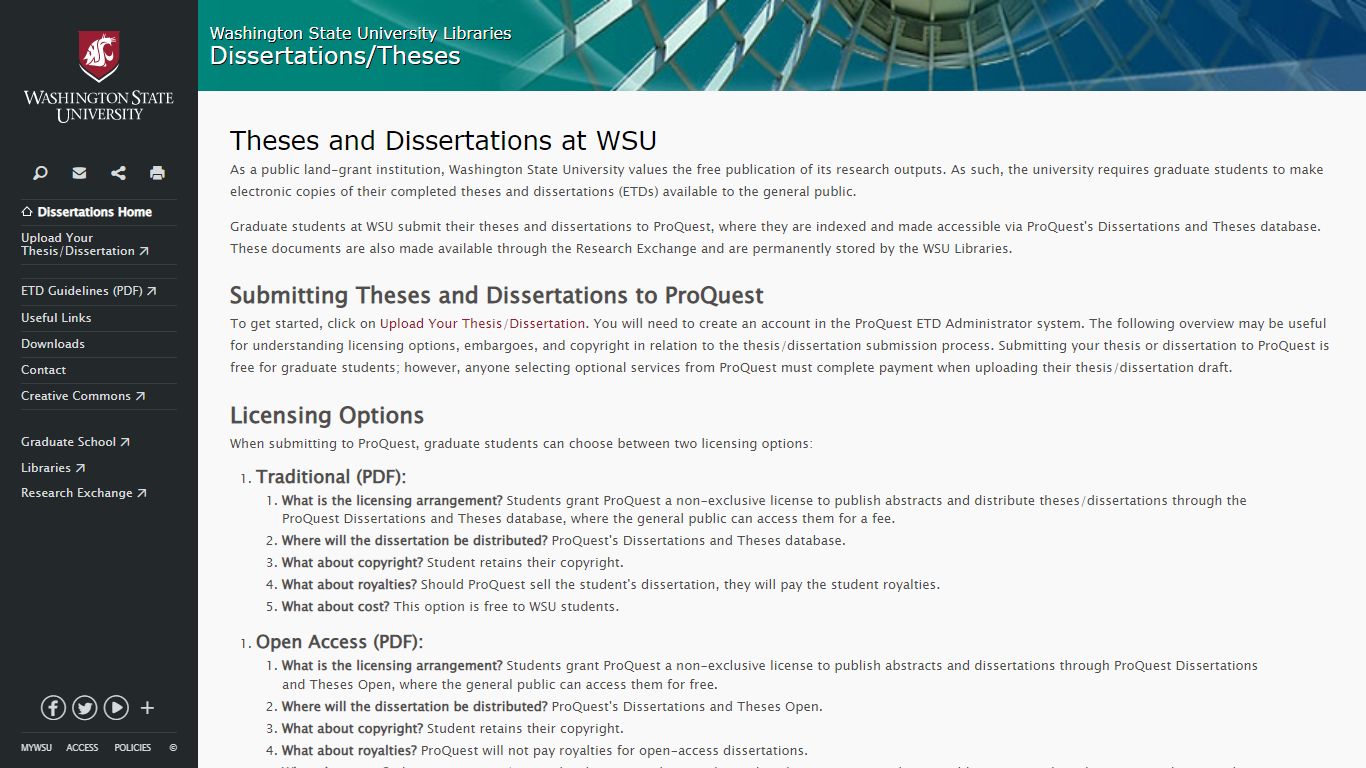 WSU Libraries | Dissertations & Theses - Washington State University